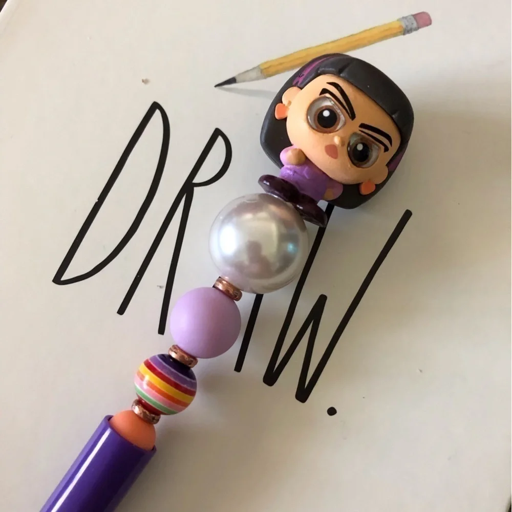 Disney Doorables: Turning Red: Abby handmade beaded pen